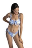 Dwuczęściowy kostium kąpielowy wzorzyste bikini z falbankami top bandeau