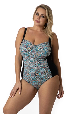 Jednoczęściowy wzorzysty kostium kąpielowy wyszczuplający z usztywnianymi miskami