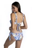 Dwuczęściowy kostium kąpielowy wzorzyste bikini z falbankami top bandeau