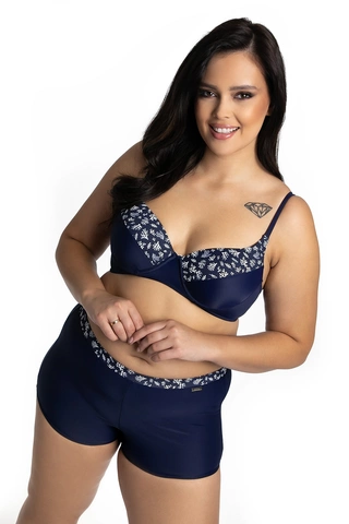 Dwuczęściowy kostium kąpielowy Plus Size biustonosz z usztywnianymi miskami ze spodenkami