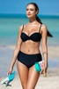 Dwuczęściowy kostium kąpielowy bikini, stanik push-up, bardotka z odpinanymi ramiączkami, klasyczne figi