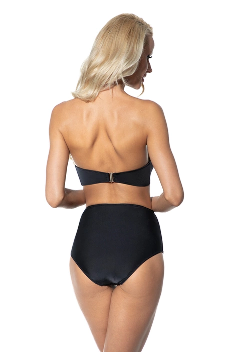 Dwuczęściowy kostium kąpielowy z suwakami bardotka i majtki z wysokim stanem