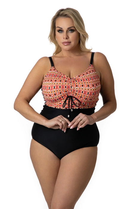 Jednoczęściowy kostium kąpielowy modelujący wyszczuplający usztywniane miski Plus Size