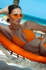 Dwuczęściowy kostium kąpielowy wiązane bikini majtki z wyższym stanem z materiału 3D