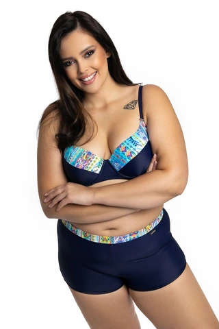 Dwuczęściowy kostium kąpielowy Plus Size biustonosz z usztywnianymi miskami ze spodenkami