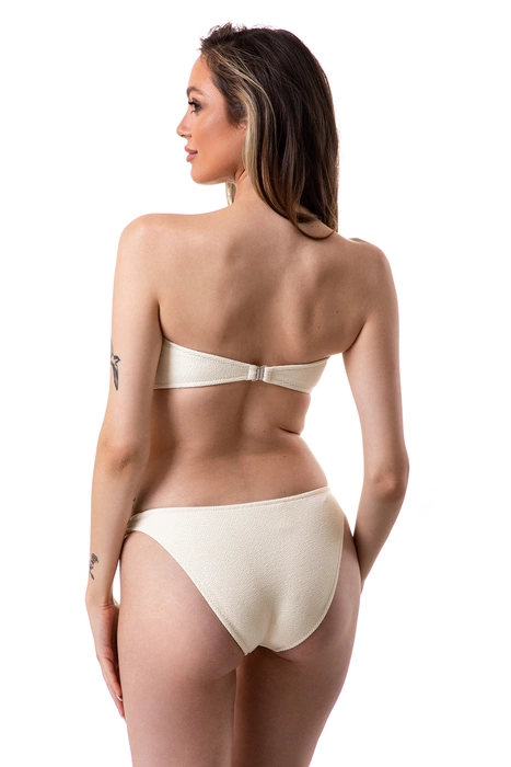 Dwuczęściowy kostium kąpielowy bikini miękki stanik bandeau kokardka, klasyczne figi z materiału 3D