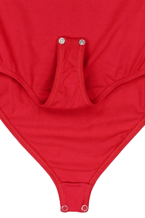 Bawełniane body damskie klasyczne z krótkim rękawem czerwone