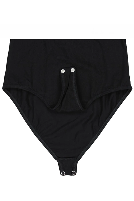 Bawełniane body damskie klasyczne z długim rękawem czarne