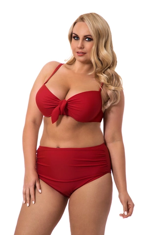 Dwuczęściowy kostium kąpielowy wyszczuplający Plus Size biustonosz usztywniany i wysokie majtki z marszczeniami