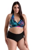 Dwuczęściowy kostium kąpielowy Plus Size wiązany na szyi figi z wysokim stanem