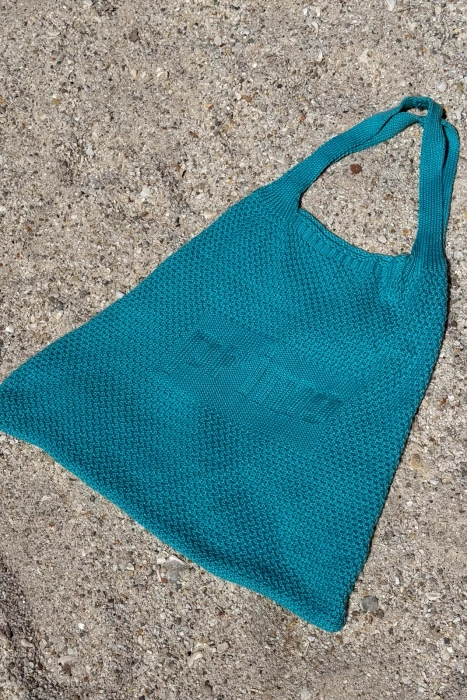 Torba dzianinowa na ramię Primo x Fobya turkusowa niebieska