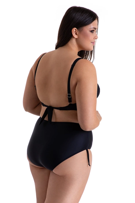 Majtki kąpielowe figi z wysokim stanem i trokami po bokach