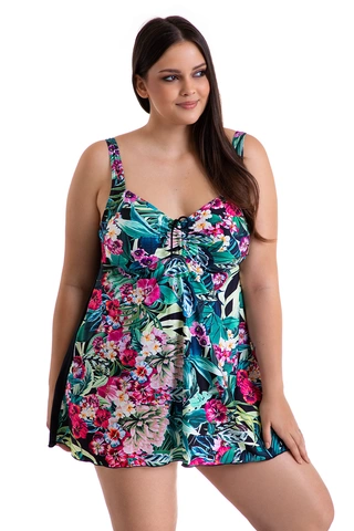 Tankini dwuczęściowy komplet koszulka i figi z wysokim stanem