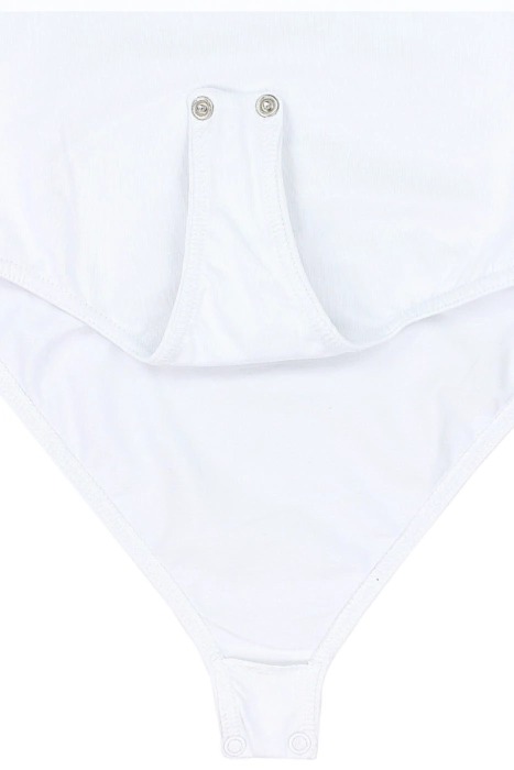 Bawełniane body damskie klasyczne z długim rękawem białe