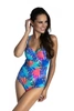 Jednoczęściowy wzorzysty kostium kąpielowy z usztywnianymi miskami push-up i odpinanymi ramiączkami