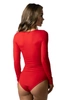Bawełniane body damskie klasyczne z długim rękawem czerwone