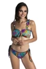 Dwuczęściowy kostium kąpielowy wzorzyste bikini z falbankami top bandeau