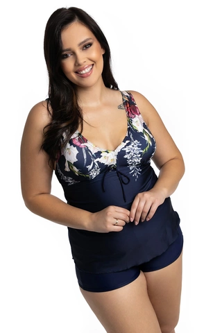 Tankini dwuczęściowy komplet ze spodenkami