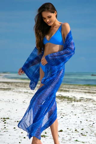 Pareo plażowe peniuar z szerokimi rękawami i wiązaniem w pasie