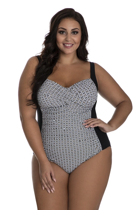 Jednoczęściowy wzorzysty kostium kąpielowy wyszczuplający z usztywnianymi miskami