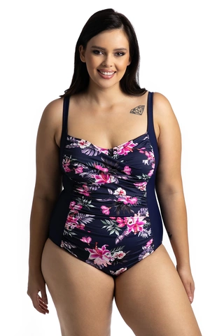 Jednoczęściowy wzorzysty kostium kąpielowy wyszczuplający z usztywnianymi miskami