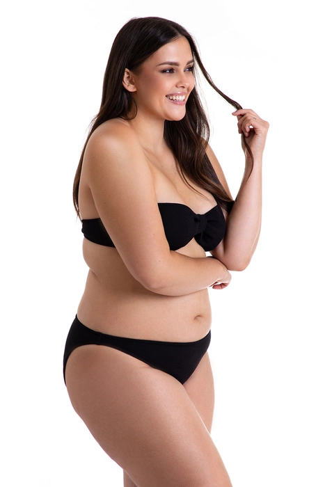 Dwuczęściowy kostium kąpielowy bikini miękki stanik bandeau kokardka, klasyczne figi z materiału 3D