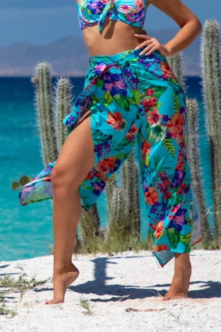 Plażowe spodnie z szyfonu z rozporkami Kolekcja MIX & MATCH