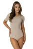 Bawełniane body damskie klasyczne z krótkim rękawem beżowe