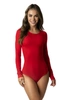 Bawełniane body damskie klasyczne z długim rękawem czerwone