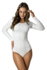 Bawełniane body damskie klasyczne z długim rękawem białe