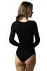 Bawełniane body damskie klasyczne z długim rękawem czarne