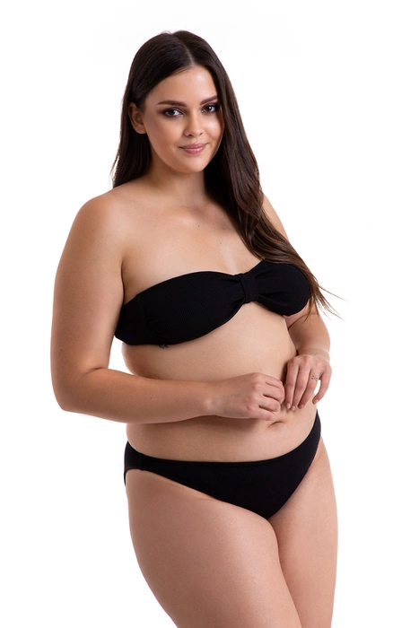 Dwuczęściowy kostium kąpielowy bikini miękki stanik bandeau kokardka, klasyczne figi z materiału 3D