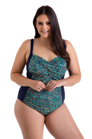 Jednoczęściowy wzorzysty kostium kąpielowy wyszczuplający z usztywnianymi miskami