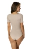 Bawełniane body damskie klasyczne z krótkim rękawem beżowe