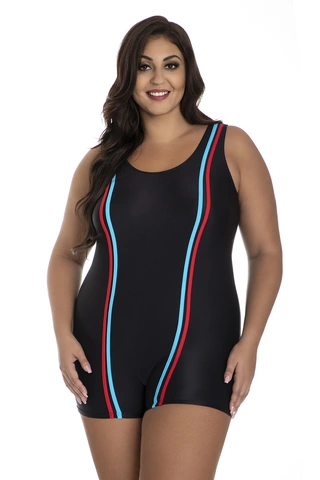 Jednoczęściowy kostium kąpielowy modelujący zabudowany z nogawkami