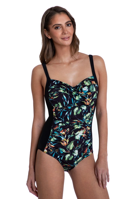 Jednoczęściowy wzorzysty kostium kąpielowy wyszczuplający z usztywnianymi miskami