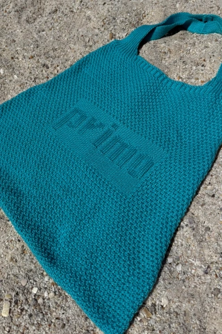 Torba dzianinowa na ramię Primo x Fobya turkusowa niebieska