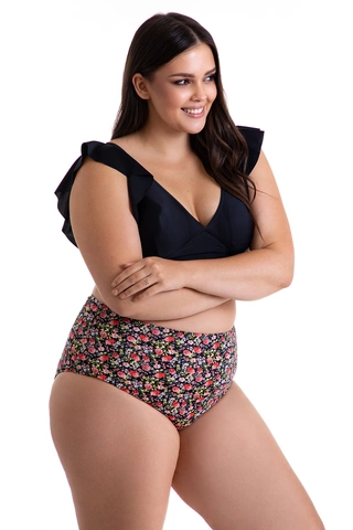 Dwuczęściowy kostium kąpielowy top z falbankami i majtki z wysokim stanem