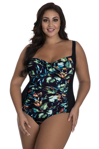 Jednoczęściowy wzorzysty kostium kąpielowy wyszczuplający z usztywnianymi miskami