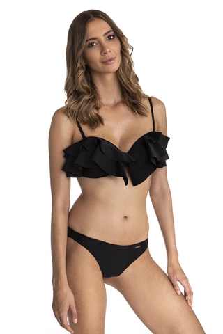 Dwuczęściowy kostium kąpielowy bikini z falbankami bardotka i majtki brazyliany