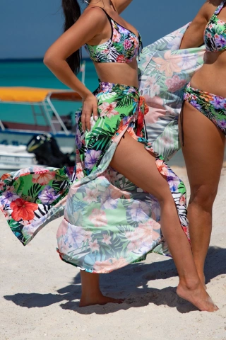 Plażowe spodnie z szyfonu z rozporkami Kolekcja MIX & MATCH